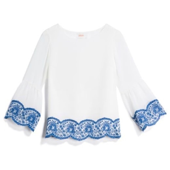 Renee C. Cate Embroidered Bell Sleeve Blouse - Picture 2 of 9